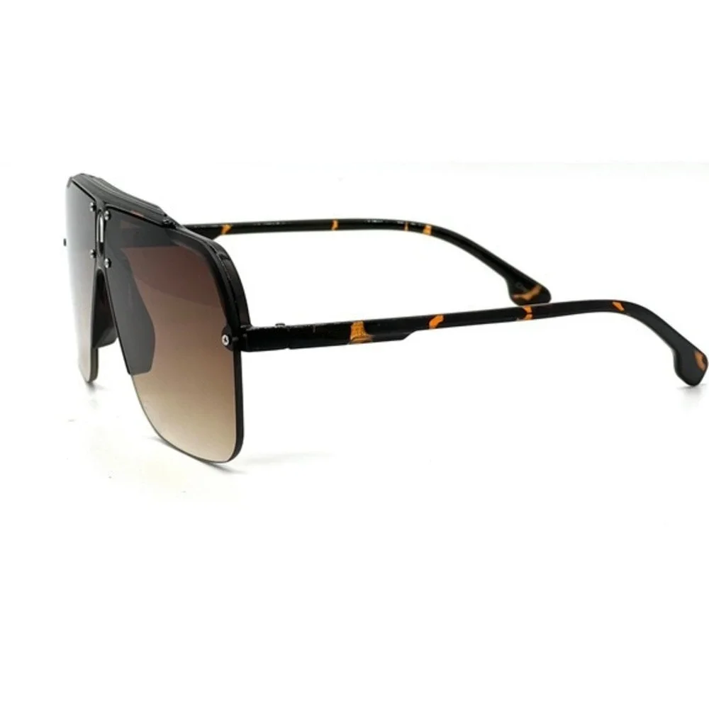 Women Sunglasses Square Frameless Retro Brown Lens Classy Luxury‎ Shades Lentes